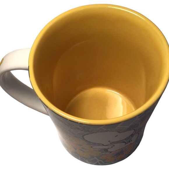 Peanuts Snoopy Mosaic Coffee Mug Cup by Gibson Vintage 1990s Yellow Blue - Picture 7 of 8